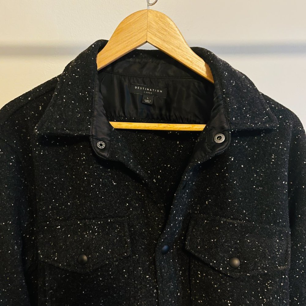 J Crew Destination Two-Pocket Wool-Blend Workshirt in Speckle Print